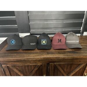 HURLEY Lot Of 5 FLEXFIT Hats Size S/M Embroidered Logo